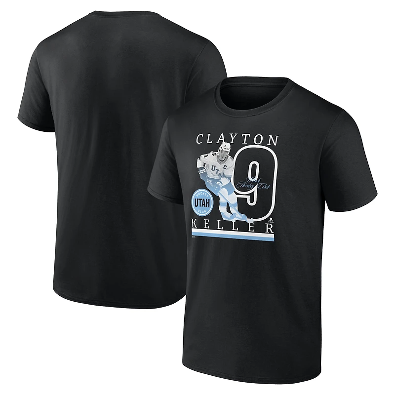 T-shirt graphique noir pour homme, Clayton Keller, joueur des Utah Mammoths