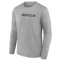 Men's Fanatics Heather Gray Utah Hockey Club Wordmark Logo Long Sleeve T-Shirt