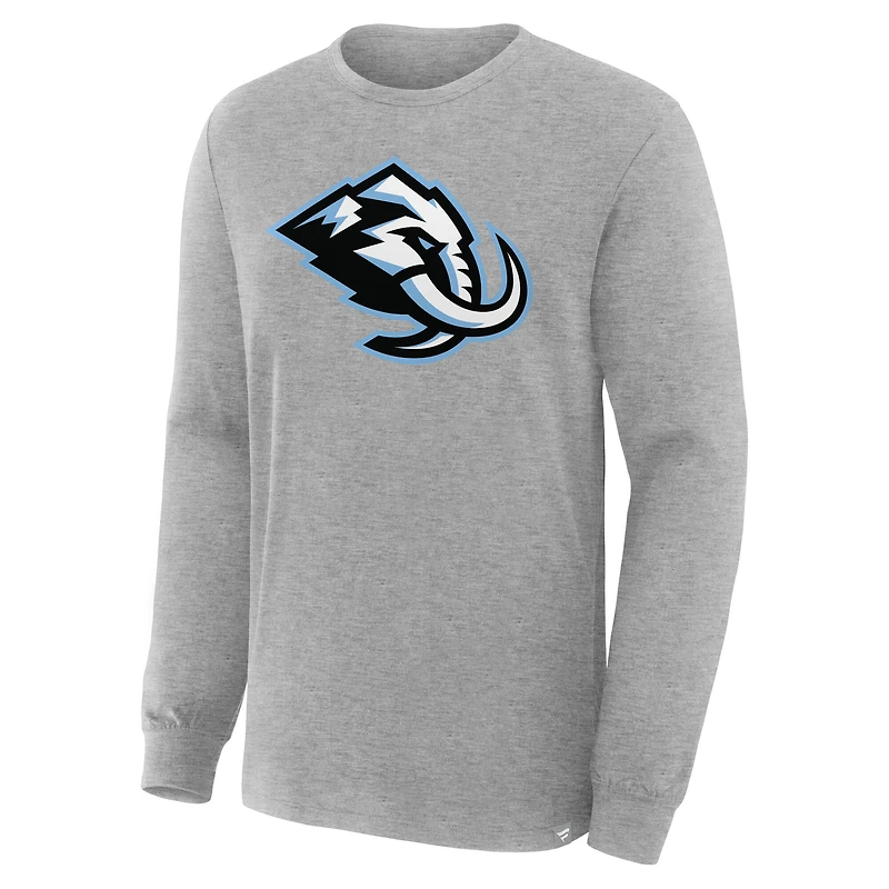 Men's Fanatics  Heather Gray Utah Mammoth Primary Logo Legacy Long Sleeve T-Shirt