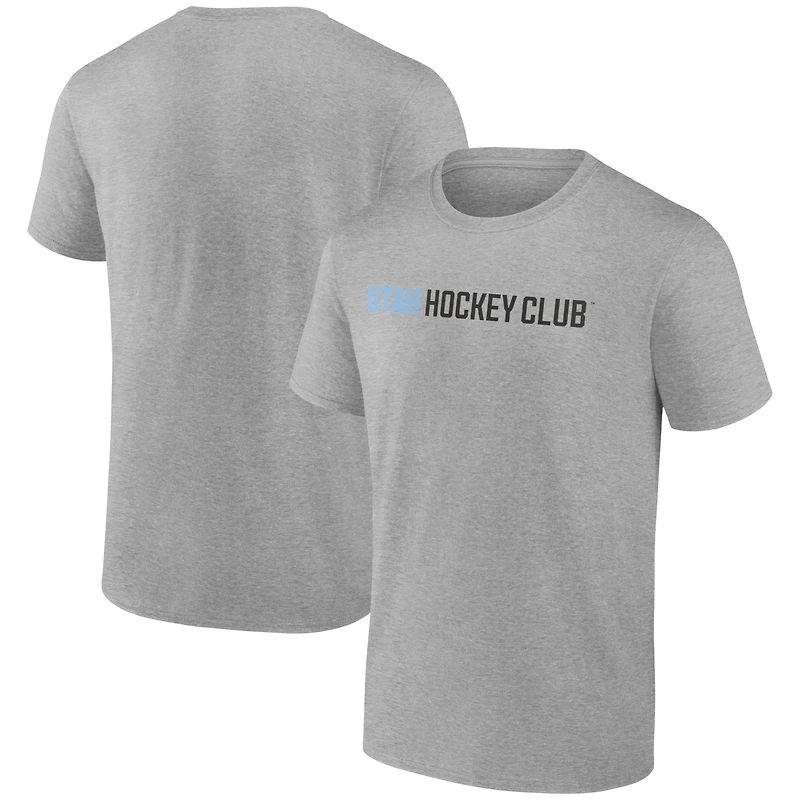 T-shirt gris chiné Fanatics pour homme avec logo Utah Mammoth