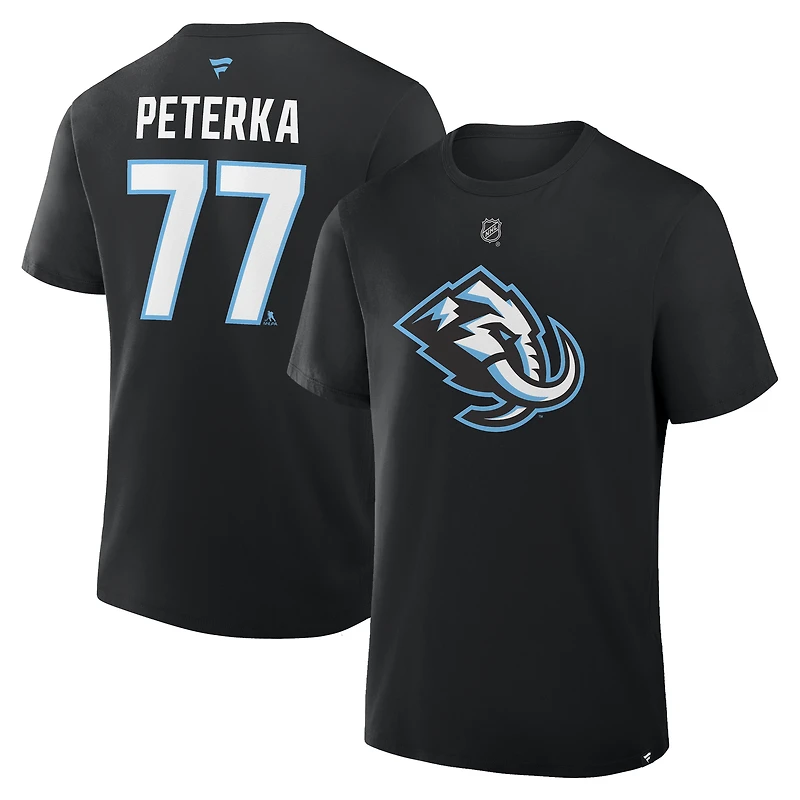 Men's Fanatics JJ Peterka Black Utah Mammoth Authentic Stack Name & Number T-Shirt