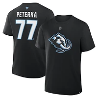 Men's Fanatics JJ Peterka Black Utah Mammoth Authentic Stack Name & Number T-Shirt