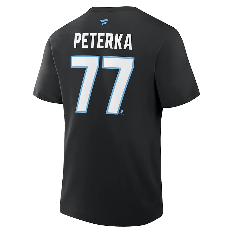 Men's Fanatics JJ Peterka Black Utah Mammoth Authentic Stack Name & Number T-Shirt