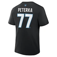 Men's Fanatics JJ Peterka Black Utah Mammoth Authentic Stack Name & Number T-Shirt