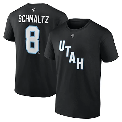 Men's Fanatics Nick Schmaltz Black Utah Mammoth Authentic Stack Name & Number T-Shirt