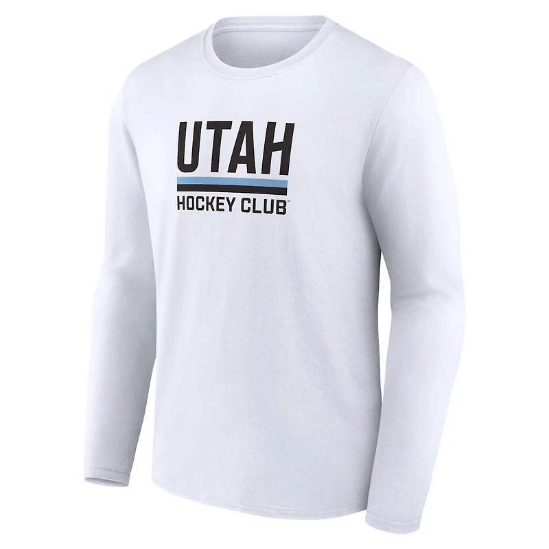 Men's Fanatics White Utah Hockey Club Secondary Logo Long Sleeve T-Shirt