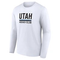 Men's Fanatics White Utah Hockey Club Secondary Logo Long Sleeve T-Shirt