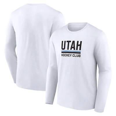 T-shirt à manches longues blanc Fanatics pour homme avec logo secondaire des Mammoths de l'Utah