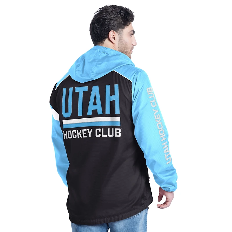Men's G-III Sports by Carl Banks Light Blue/Black Utah Hockey Club Lateral Half-Zip Hoodie Jacket