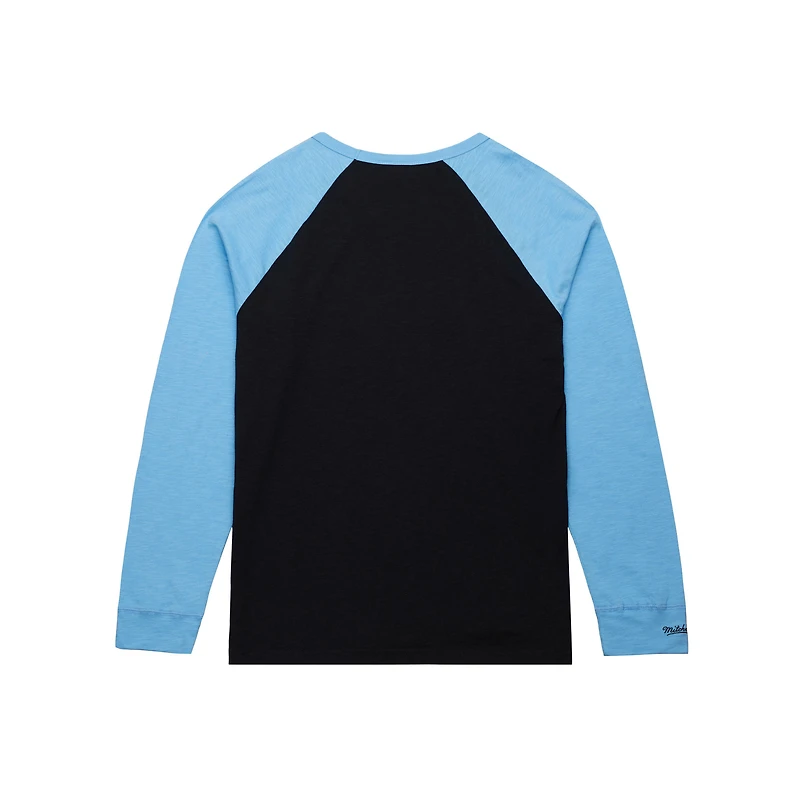 Men's Mitchell & Ness Black/Light Blue Utah Hockey Club Legendary Slub Long Sleeve Raglan T-Shirt