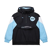 Men's Mitchell & Ness Black Utah Hockey Club Retro Anorak Half-Zip Jacket