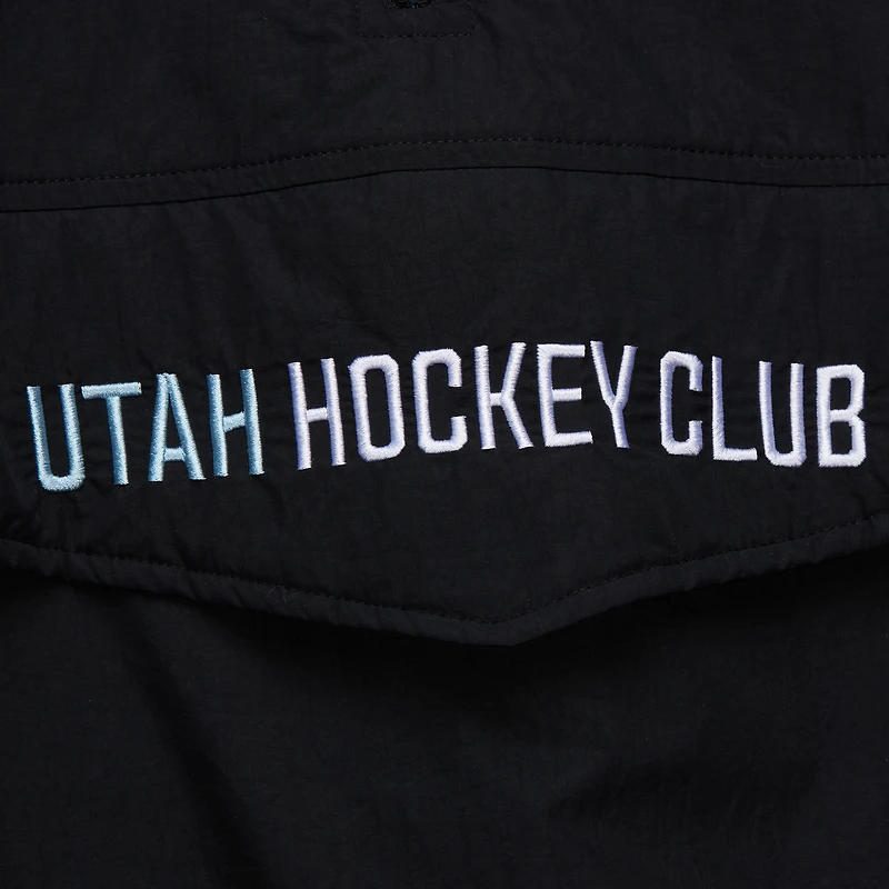 Men's Mitchell & Ness Black Utah Hockey Club Retro Anorak Half-Zip Jacket