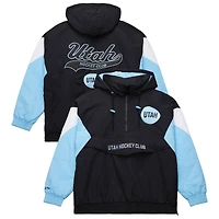 Veste anorak rétro Mitchell & Ness noire pour homme, style Utah Hockey Club, à demi-zip