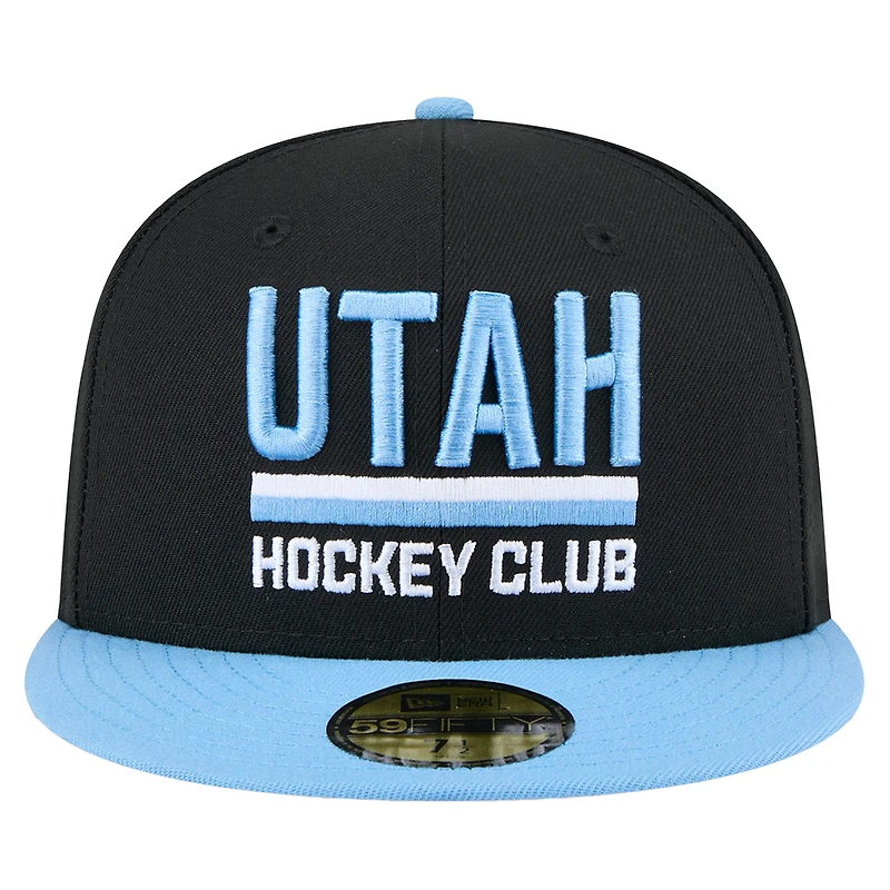 Casquette ajustée 59FIFTY Utah Mammoth Lockup pour homme, noir/bleu clair, saison 1