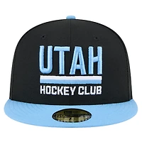 Casquette ajustée 59FIFTY Utah Mammoth Lockup pour homme, noir/bleu clair, saison 1