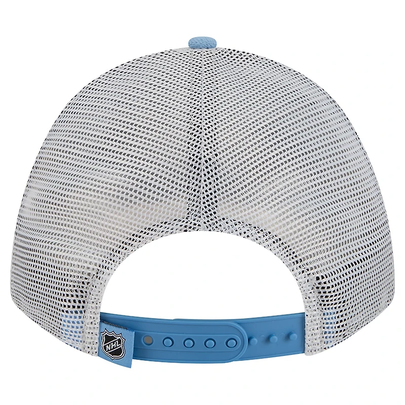 Casquette de camionneur ajustable 9FORTY A-Frame M-Crown bleu clair/noir New Era pour homme Utah Mammoth Hockey Sock