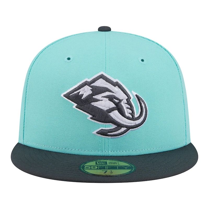 Men's New Era Turquoise/Charcoal Utah Mammoth Two-Tone Color Pack 59FIFTY Fitted Hat