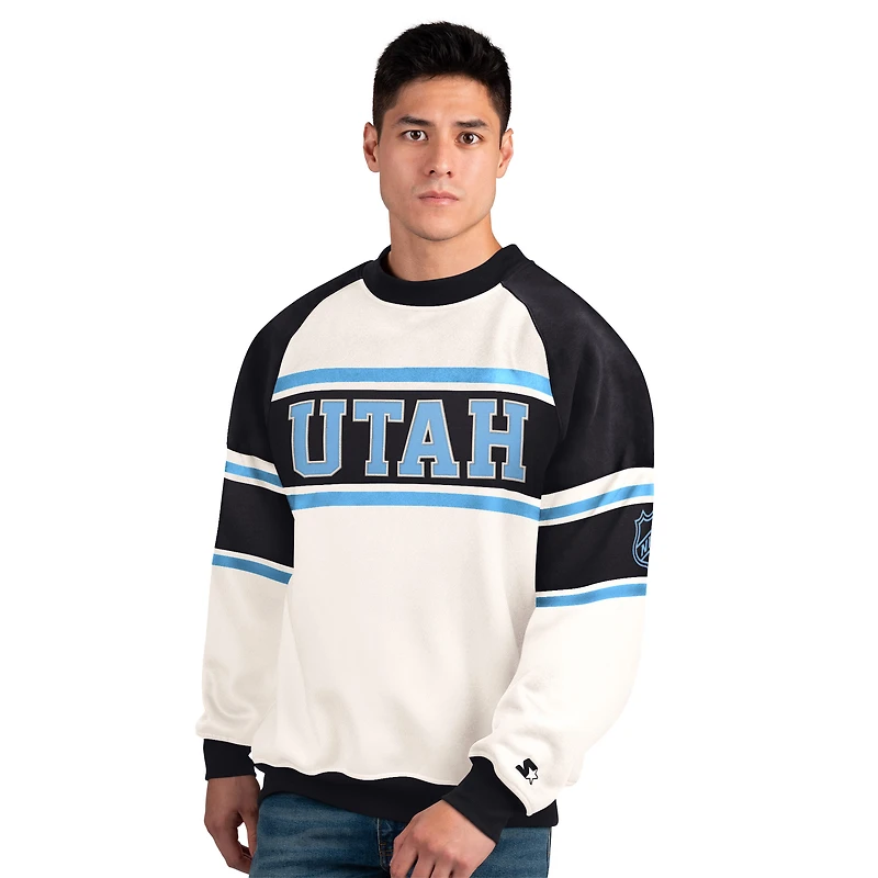 Sweat-shirt ras du cou en polaire blanc Utah Mammoth Defense pour homme