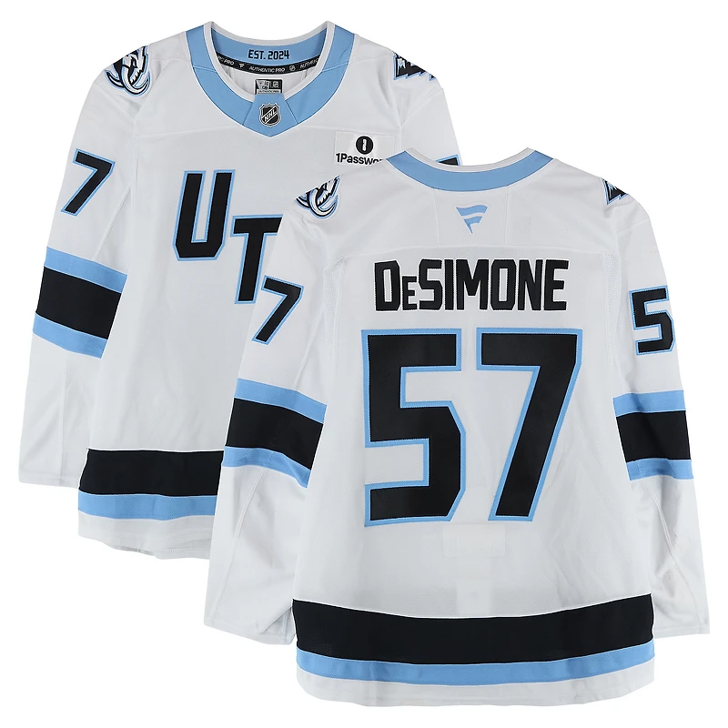 Nick DeSimone Utah Mammoth Game-Used #57 White Set 2 Jersey Worn During Games Played Between December 14, 2025 and March 28, 2026