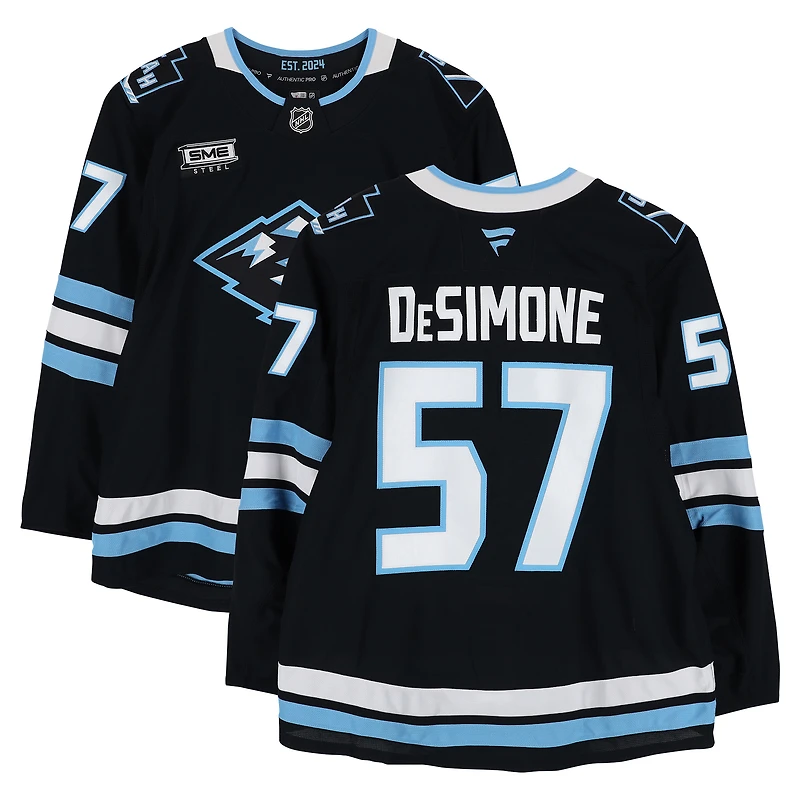 Maillot authentique professionnel noir porté par Nick DeSimone (Utah Mammoth), numéro 57, lors des séries éliminatoires de la Coupe Stanley 2026.
