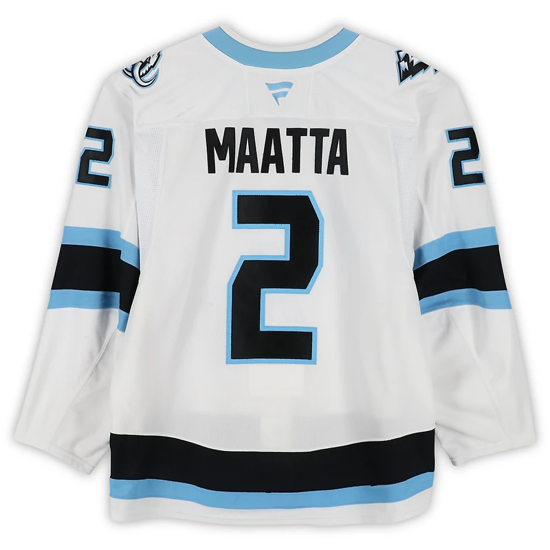 Olli Maatta Utah Mammoth Game-Used #2 White Set 1 Jersey de plusieurs matchs entre le 9 octobre et le 6 décembre 2025