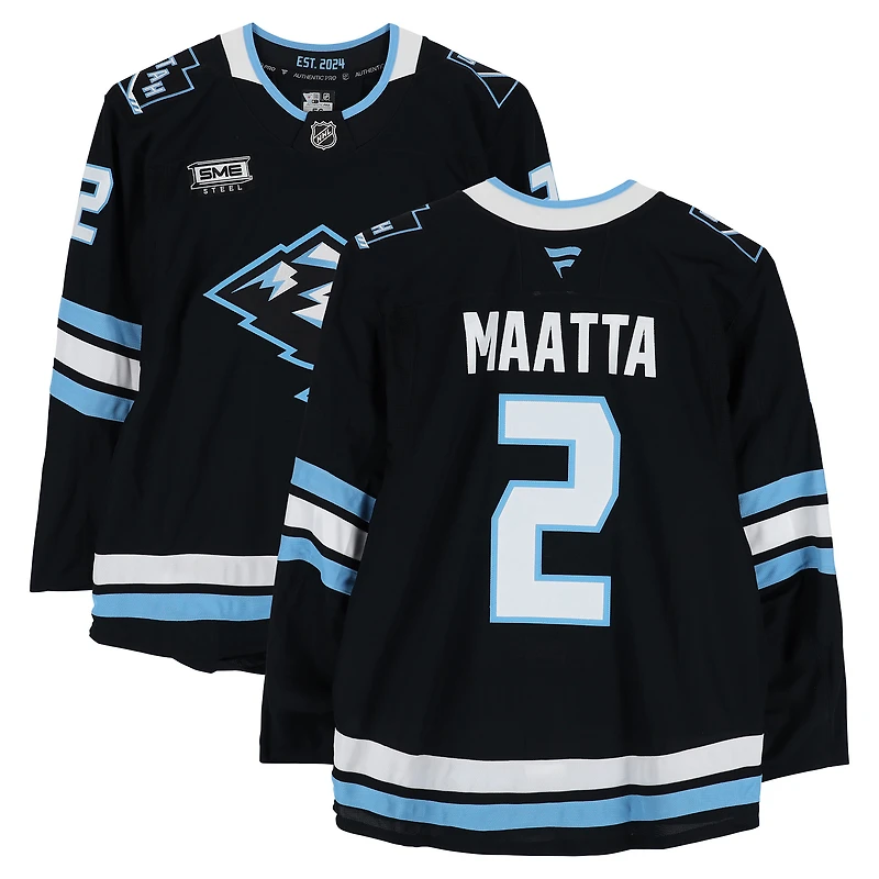 Maillot authentique professionnel noir porté par Olli Maatta (Utah Mammoth), numéro 2, lors des séries éliminatoires de la Coupe Stanley 2026