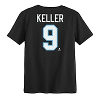 Preschool Clayton Keller Black Utah Hockey Club Authentic Stack Name & Number T-Shirt