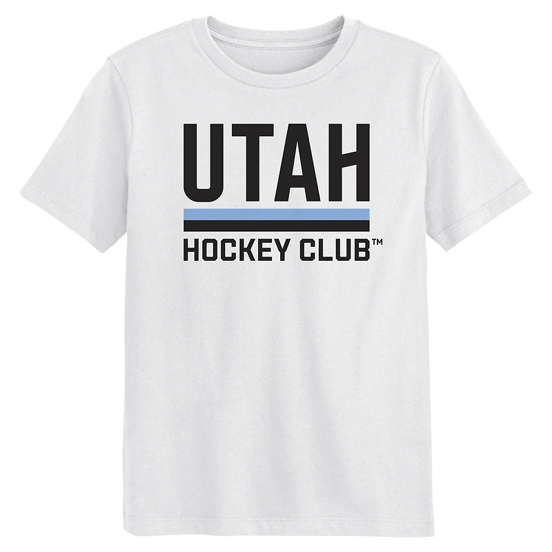 T-shirt blanc avec logo secondaire du club de hockey l'Utah pour enfants d'âge préscolaire