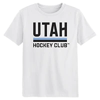 T-shirt blanc avec logo secondaire du club de hockey l'Utah pour enfants d'âge préscolaire