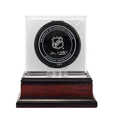 Vitrine avec logo de la rondelle de hockey Utah Mammoth en acajou