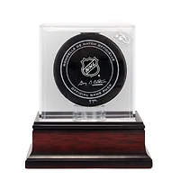Vitrine avec logo de la rondelle de hockey Utah Mammoth en acajou