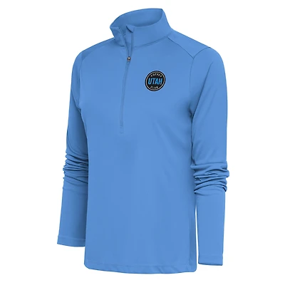 Women's Antigua Light Blue Utah Mammoth Tribute Half-Zip Pullover Top
