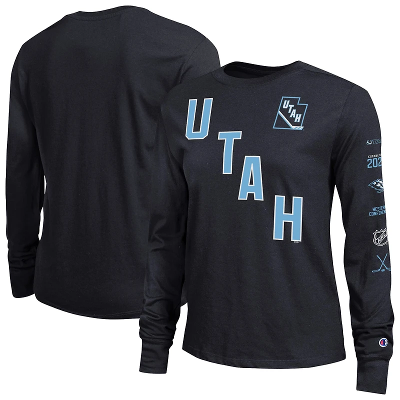 T-shirt à manches longues Champion Black Utah Mammoth 2-Hit pour femmes
