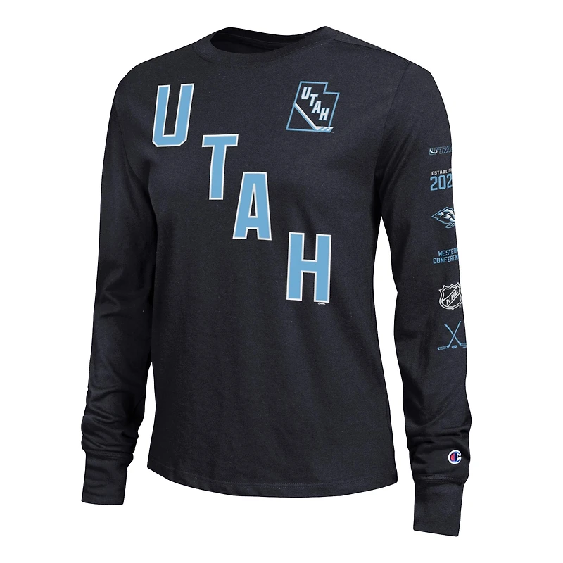T-shirt à manches longues Champion Black Utah Mammoth 2-Hit pour femmes