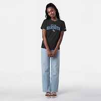 Women's Champion  Black Utah Mammoth Arch Mascot Logo T-Shirt