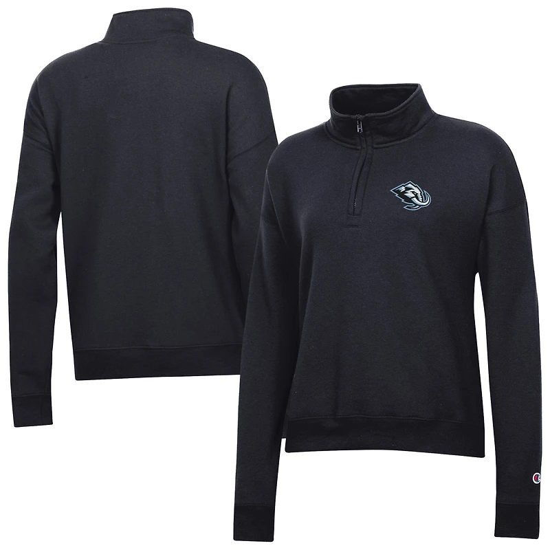 Women's Champion  Black Utah Mammoth Powerblend Quarter-Zip Sweatshirt