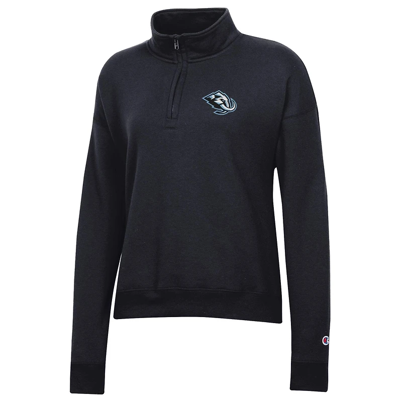 Women's Champion  Black Utah Mammoth Powerblend Quarter-Zip Sweatshirt