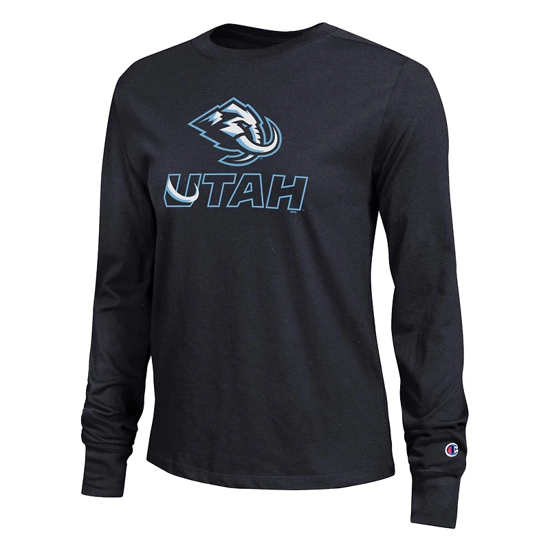 T-shirt à manches longues Champion Black Utah Mammoth pour femmes