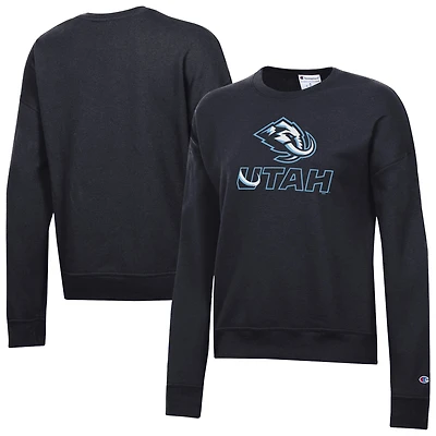 Sweat-shirt Champion noir pour femme, logo Utah Mammoth, en Powerblend.