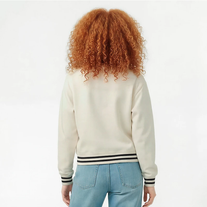 Sweat-shirt à col rond Champion Cream Utah Mammoth Bold Laurels en fil tissé inversé pour femme