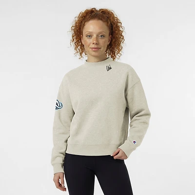 Women's Champion  Oatmeal Utah Mammoth Collar Script Triumph Fleece Crewneck Sweatshirt