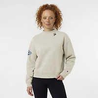 Women's Champion  Oatmeal Utah Mammoth Collar Script Triumph Fleece Crewneck Sweatshirt