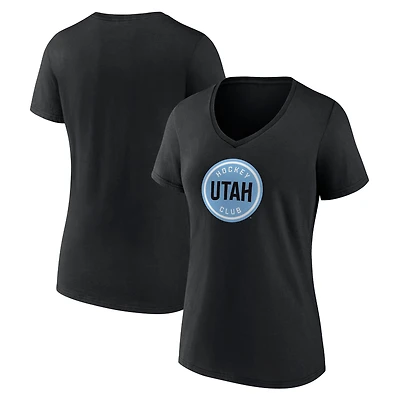 T-shirt à col en V avec logo du Utah Hockey Club pour femmes Fanatics Black
