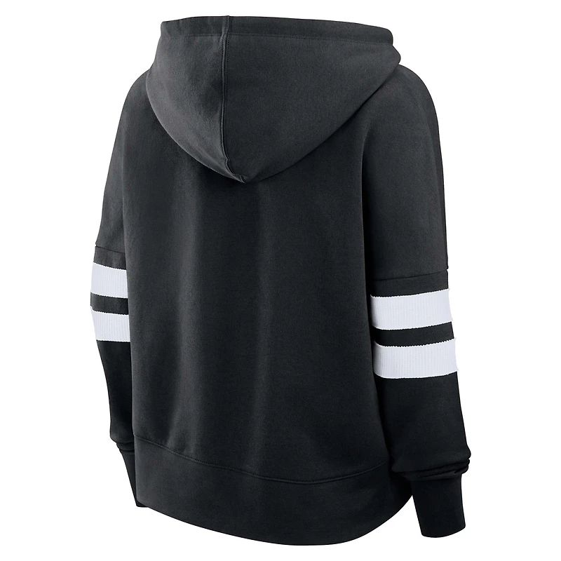 Sweat à capuche surdimensionné col en V pour femme Fanatics Black Utah Hockey Club