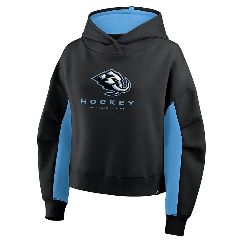 Women's Fanatics Black Utah Mammoth Back Check Boxy Hoodie