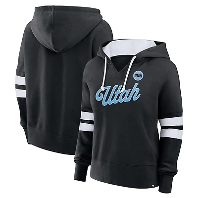 Women's Fanatics Black Utah Mammoth Oversized Seize V-Neck Pullover Hoodie