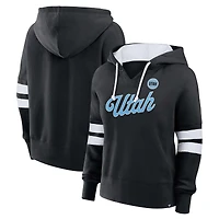 Women's Fanatics Black Utah Mammoth Oversized Seize V-Neck Pullover Hoodie