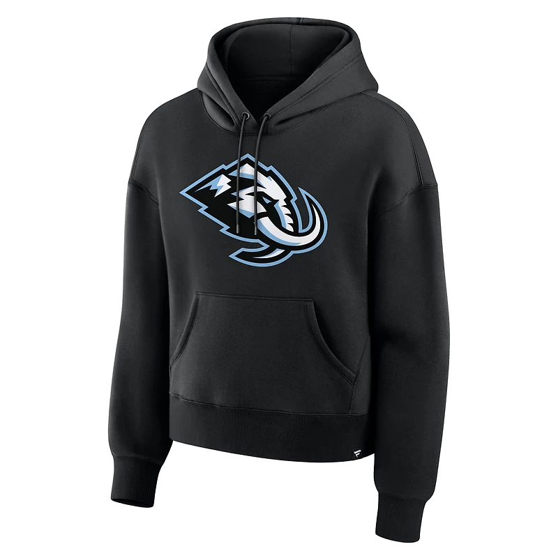 Sweat à capuche en polaire noir Utah Mammoth avec logo principal pour femme