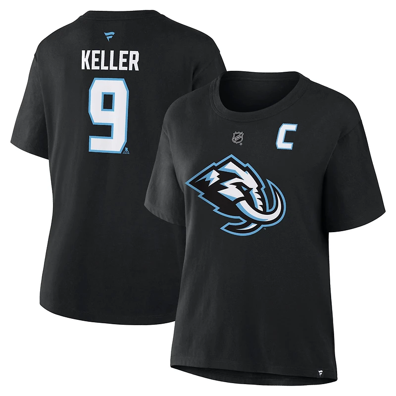 Women's Fanatics Clayton Keller Black Utah Mammoth Authentic Stack Name & Number T-Shirt