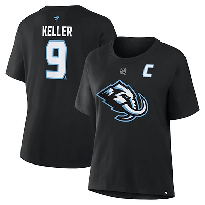 Women's Fanatics Clayton Keller Black Utah Mammoth Authentic Stack Name & Number T-Shirt
